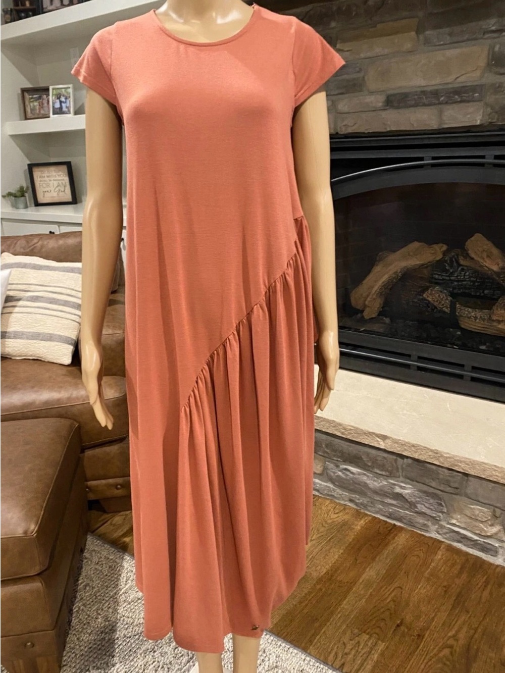 Ginger Mary Women's  Asymmetrical Short-Sleeve Midi Dress Size 32 EUC